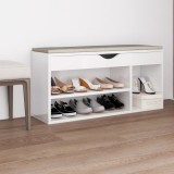 vidaXL Pantofar cu pernă, alb extralucios, 104x30x49 cm lemn prelucrat
