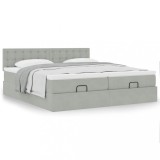 Gossi cadru de pat otoman cu saltele gri deschis 200x200cm catifea