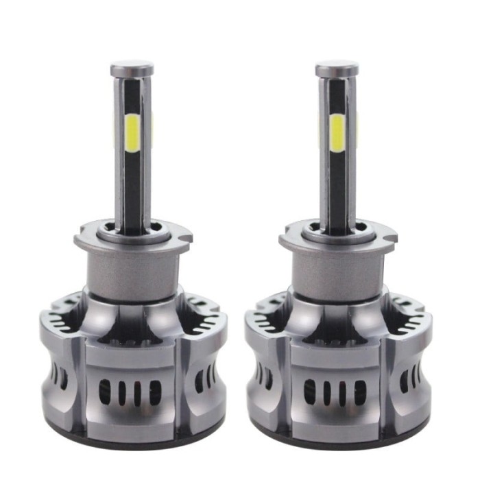 Set 2 LED-uri Auto Techstar&reg; N8, H3, 50w, 5500 Lumeni, 3000K-8000K, AUTO, 12-24 Volti, COB, Canbus, Radiator Aluminiu, 3 Nuante