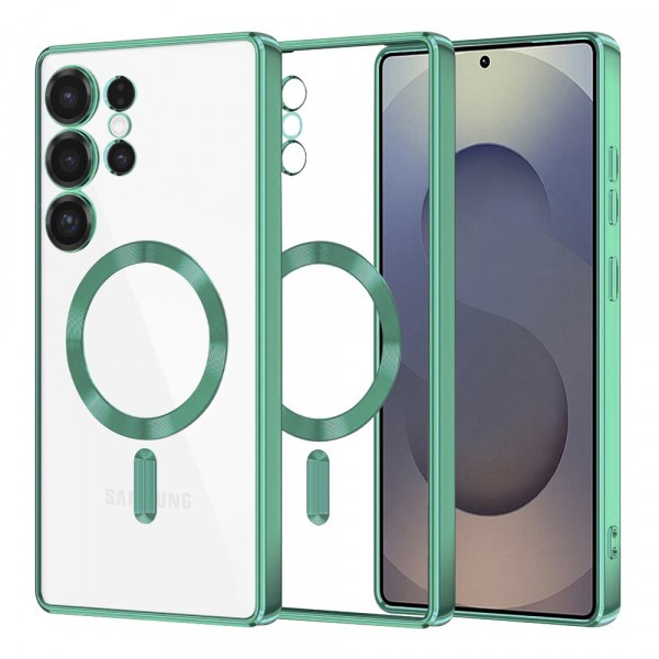 Husa MagSafe pentru Samsung Galaxy S25 Ultra S938, Techsuit, Luxury Crystal, Verde Deschis