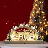 Decoratiune sat Hoff, lemn, 12 LED-uri, H 22 cm, lumina calda, alimentare baterii