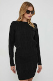 Sisley pulover de lana femei, culoarea negru