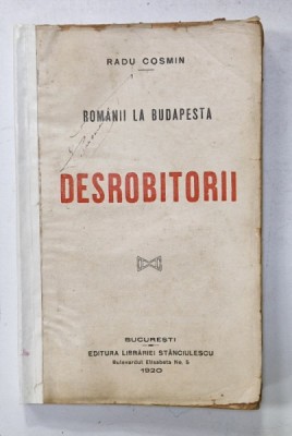 DESROBITORII , ROMANII LA BUDAPESTA de RADU COSMIN , 1920, COTOR INTARIT foto