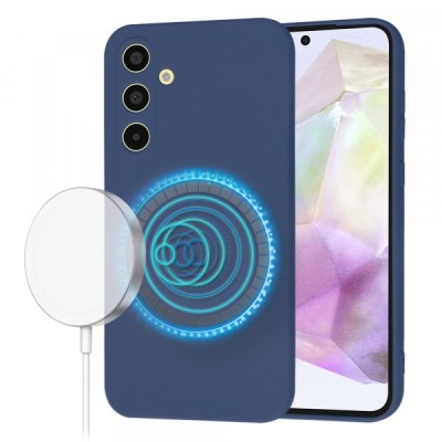 Husa MagSafe pentru Samsung Galaxy A35 5G A356, Techsuit, SoftFlex, Bleumarin foto