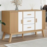 vidaXL Servantă &quot;OLDEN&quot;, alb și maro, 114x43x73,5 cm, lemn masiv pin
