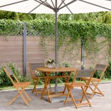 Set mobilier de grădină 5 piese polipropilenă gri/lemn masiv