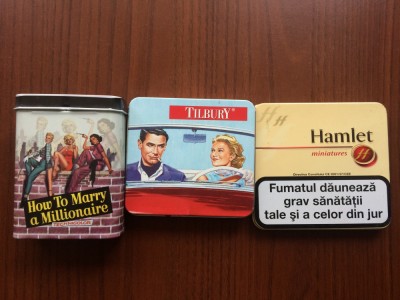 3 cutii din tabla pt. tigari colectie hamlet tilbury How to Marry a Millionaire foto