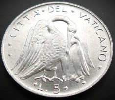 Moneda 5 LIRE - VATICAN, anul 1975 * cod 1721 - Papa Paul VI-lea = UNC