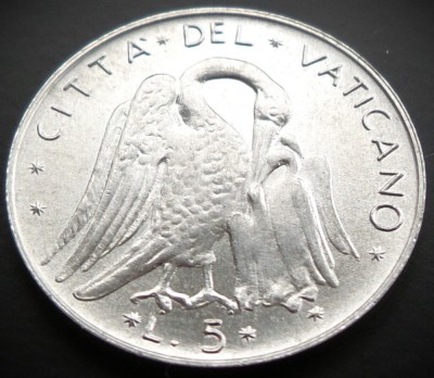 Moneda 5 LIRE - VATICAN, anul 1975 * cod 1721 - Papa Paul VI-lea = UNC foto
