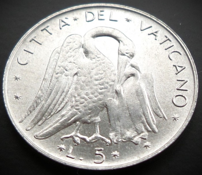 Moneda 5 LIRE - VATICAN, anul 1975 * cod 1721 - Papa Paul VI-lea = UNC
