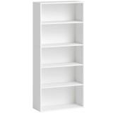 HOMCOM Bibliotecă cu 5 Niveluri și Rafturi Ajustabile, 60x24x133,5 cm, Alb | Aosom Romania