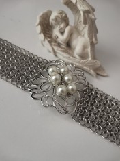 Bratara -inox placata cu AUR alb 18K BILUTE martisor foto