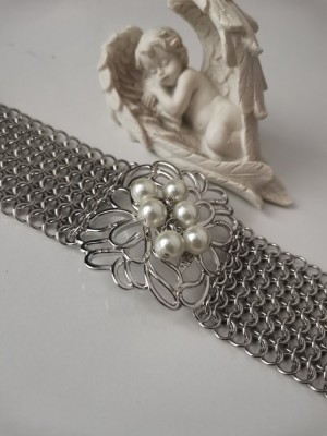 Bratara -inox placata cu AUR alb 18K BILUTE martisor foto