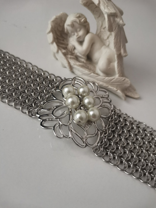 Bratara -inox placata cu AUR alb 18K BILUTE martisor