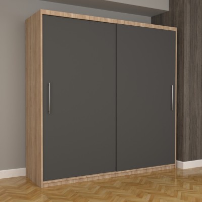 Dulap Dormitor Nova Eco 200 cm x 200 cm fara oglinda, sonoma cu usi glisante gri foto