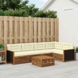 vidaXL Set de canapele de exterior 6 pcs Natural și Crem 3383373