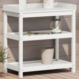Cumpara ieftin Masă de plantare cu rafturi alb 82,5x45x86,5 cm lemn masiv pin