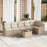 Cumpara ieftin Set de canapele pentru grădină cu pernă 7 pcs Maro Rattan poli
