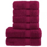 vidaXL Set de prosoape premium SOLUND, 6 piese, bordo, 600 g/m&sup2;