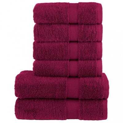 vidaXL Set de prosoape premium SOLUND, 6 piese, bordo, 600 g/m&amp;sup2; foto
