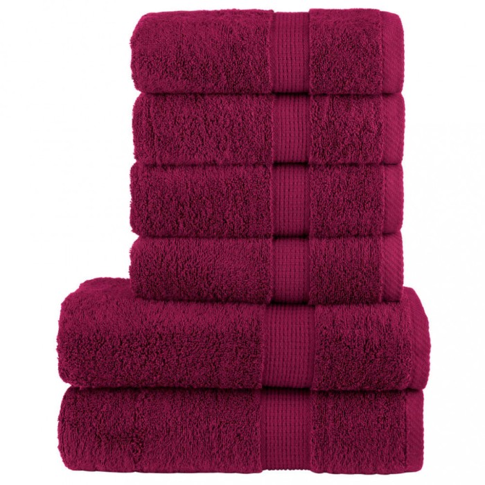 vidaXL Set de prosoape premium SOLUND, 6 piese, bordo, 600 g/m&sup2;