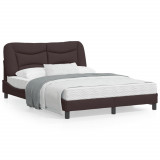 VidaXL Cadru de pat cu tăblie, maro &icirc;nchis, 140x190 cm, textil