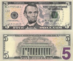 S.U.A. 5 dollars 2013 UNC!!!