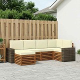 vidaXL Set canapea sectională modulară 6 piese lemn acacia natural crem