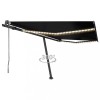 VidaXL Copertină automată cu senzor v&acirc;nt &amp; LED, antracit, 400x300 cm