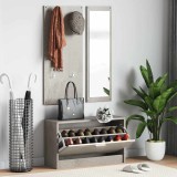 vidaXL Set pantofare 3 &icirc;n 1, gri beton, lemn prelucrat 342573