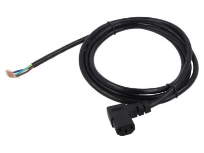 Cablu IEC C13 mamă 90&amp;deg; 2m negru 10A 250V 3x18AWG PVC foto