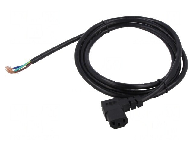 Cablu IEC C13 mamă 90&deg; 2m negru 10A 250V 3x18AWG PVC