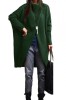 Pulover Dama Tricotat Oversize Verde Inchis, Guler Rulat, Aspect Petrecut, Marimi Mari 3XL