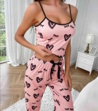 Cumpara ieftin Set de pijamale roz dama cu imprimeu, S