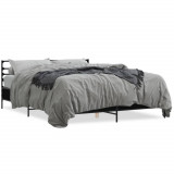 VidaXL Cadru de pat, negru, 150x200 cm, lemn prelucrat și metal
