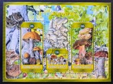 Ciuperci - Gabon 2023 - Coliță Nefilatelică / Bloc de 3 Timbre Les Champignons (Ștampilat) CP1_II