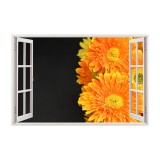 Autocolant decorativ, Fereastra, Arbori si flori, Multicolor, 83 cm, 547ST