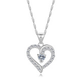 Colier din argint 925 &ndash; conturul inimii cu umeri de zirconiu, zircon inimă