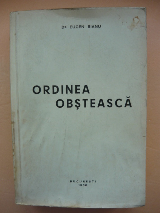 Dr. EUGEN BIANU - ORDINEA OBSTEASCA - 1938