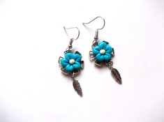 cercei fimo cu flori bleu 45160