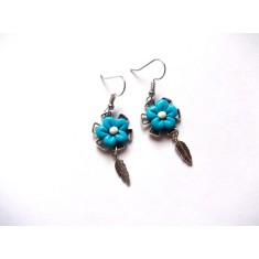 cercei fimo cu flori bleu 45160