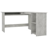 Birou de colt in forma de L, gri beton, 120x140x75 cm, lemn, DKD Home Decor