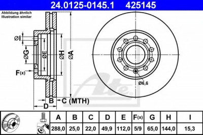 Disc frana SKODA SUPERB II Combi (3T5) (2009 - 2015) ATE 24.0125-0145.1 foto