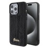 Husa pentru iPhone 15 Pro Max - Sequin Script Metal (GUHCP15XPSFDGSK) - Black, Guess