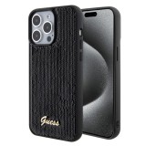 Husa pentru iPhone 15 Pro Max - Sequin Script Metal (GUHCP15XPSFDGSK) - Black, Guess