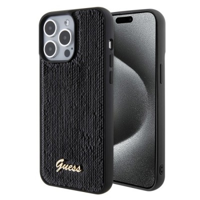 Husa pentru iPhone 15 Pro Max - Sequin Script Metal (GUHCP15XPSFDGSK) - Black foto