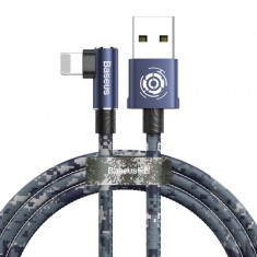 Cablu de date/incarcare Baseus, Camouflage Elbow USB / Lightning, 1.5A 2M, Albastru foto