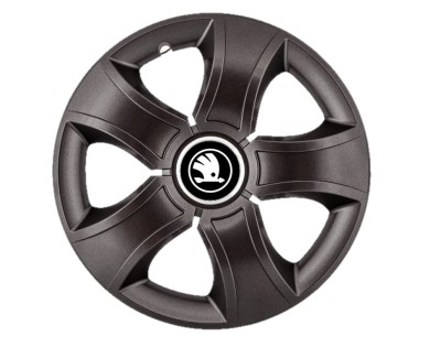 Set 4 Capace Roti Bis Negru R14, pentru Skoda Alb Negru foto