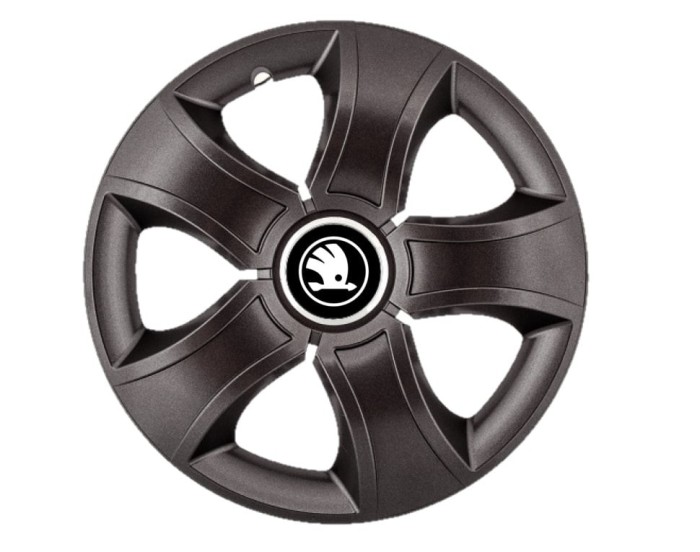 Set 4 Capace Roti Bis Negru R14, pentru Skoda Alb Negru