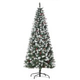 Brad de Craciun Artificial acoperit180cm cu Zapada Baza Detasabila 618 Ramuri, decoratiuni de Craciun HOMCOM | Aosom Romania